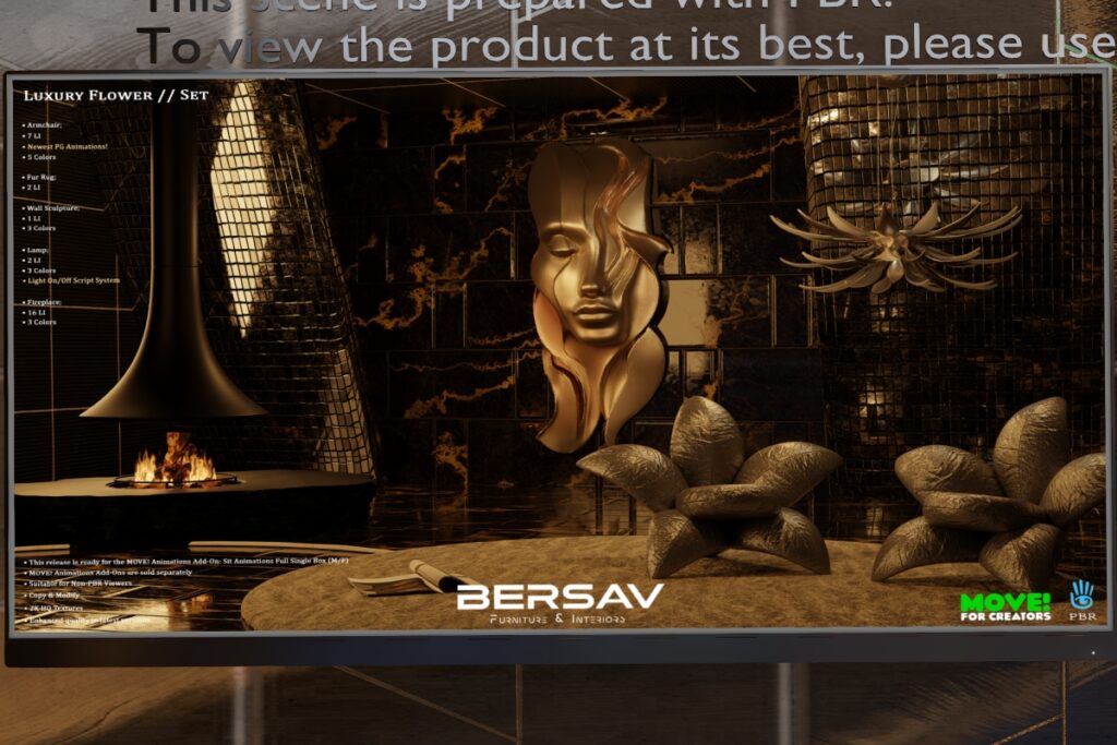 Luxury Flower Decor Set, L$399 each/L$1299 FP