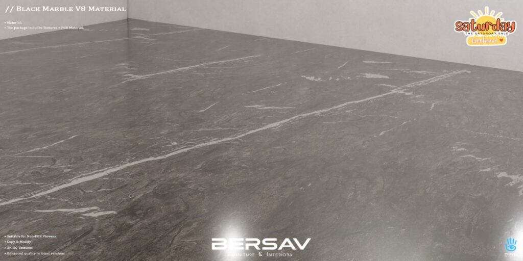 Black Marble V8 Material	<a href="http://maps.secondlife.com/secondlife/Abode/101/19/22" target="_blank">Teleport</a>