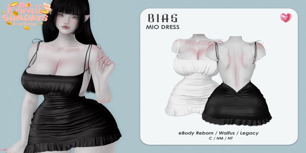 Mio Dress - Legacy/Reborn/+mods	<a href="http://maps.secondlife.com/secondlife/Phoenix%20Paradise/67/84/1580" target="_blank">Teleport</a>