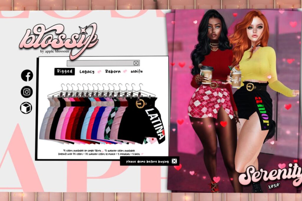 Serenity Top &amp; Skirt  - Legacy/Reborn/+mods, L$150-L$250 each/L$1350 FP