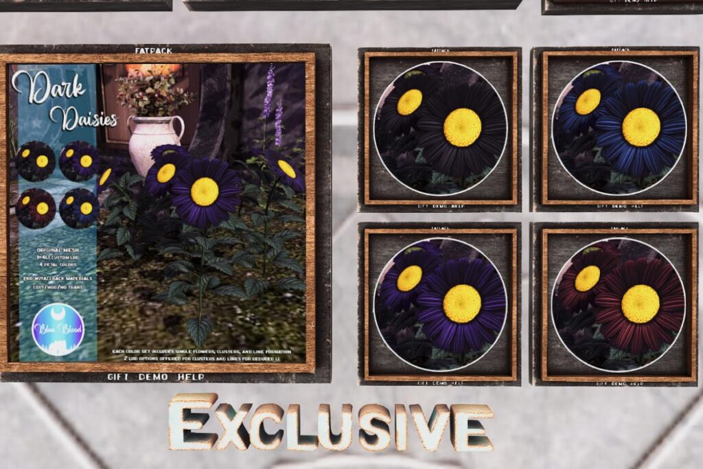 Dark Daisies, L$199 each/L$399 FP