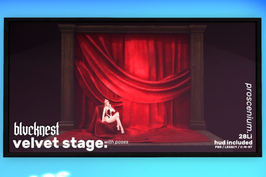 Proscenium Velvet Stage Backdrop with Poses, L$499