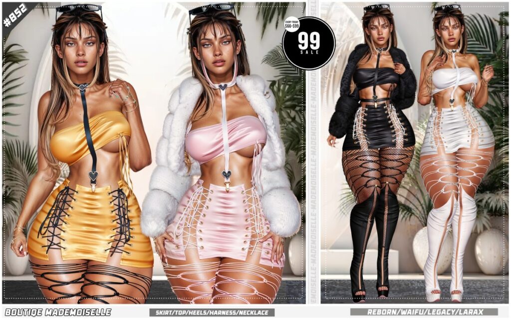 Outfit #852 - Legacy/MaitreyaX/Reborn/+mods	<a href="http://maps.secondlife.com/secondlife/Woodland%20Realm/219/96/23" target="_blank">Teleport</a>