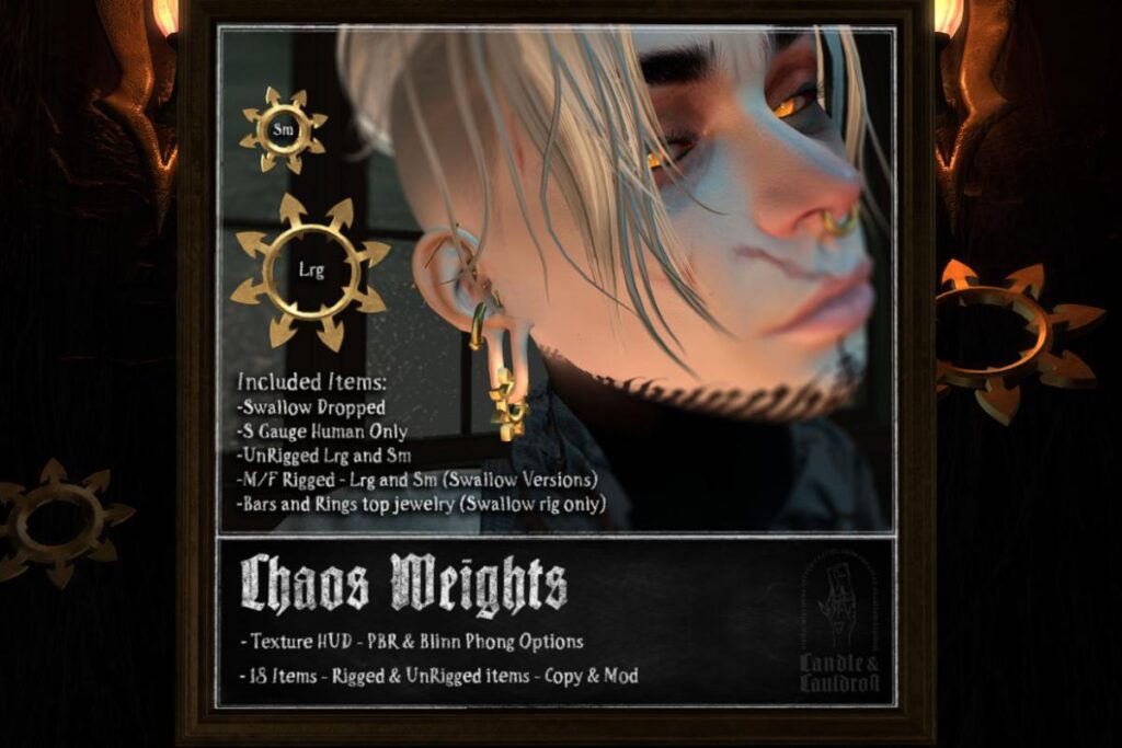 Chaos Weights - Swallow Dropped F+M Ears, L$333