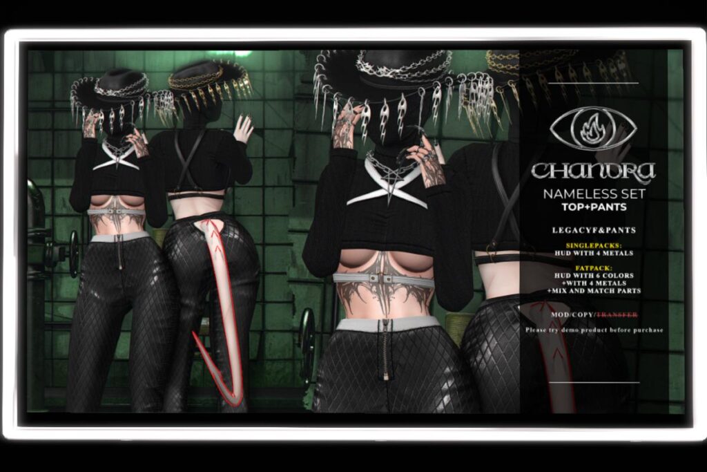 Nameless Top &amp; Pants - Legacy, L$250 each/L$1000 FP