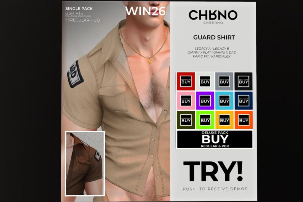 Guard Shirt - Gianni/Kario/Legacy/+mods, L$245 each/L$1773 FP