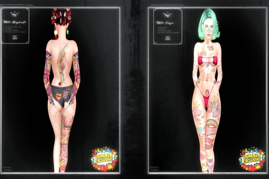 Kalya Tattoo, L$315 | Margherita Tattoo, L$300