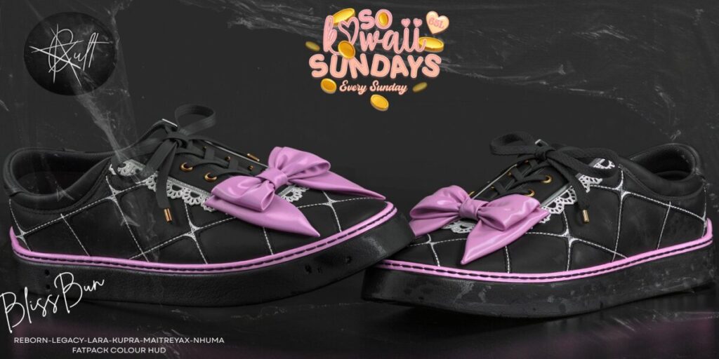 Bliss Bun Sneakers - Inithium/Legacy/Maitreya/Nhumana/Reborn/+mods	<a href="http://maps.secondlife.com/secondlife/Cult%20Coven/162/79/32" target="_blank">Teleport</a>