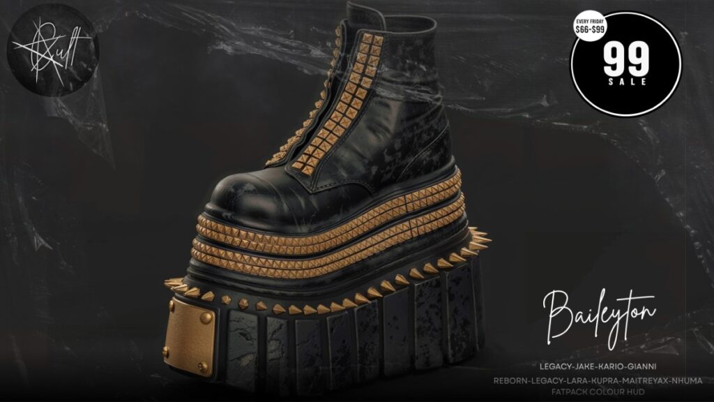 Baileyton Boots - See Ad For Fits	<a href="http://maps.secondlife.com/secondlife/Cult%20Coven/210/58/32" target="_blank">Teleport</a>