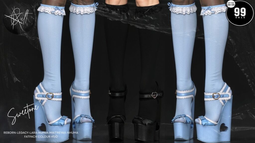 Sweetone Heels - Inithium/Legacy/Maitreya/Nhuamana/Reborn/+mods	<a href="http://maps.secondlife.com/secondlife/Cult%20Coven/204/63/32" target="_blank">Teleport</a>