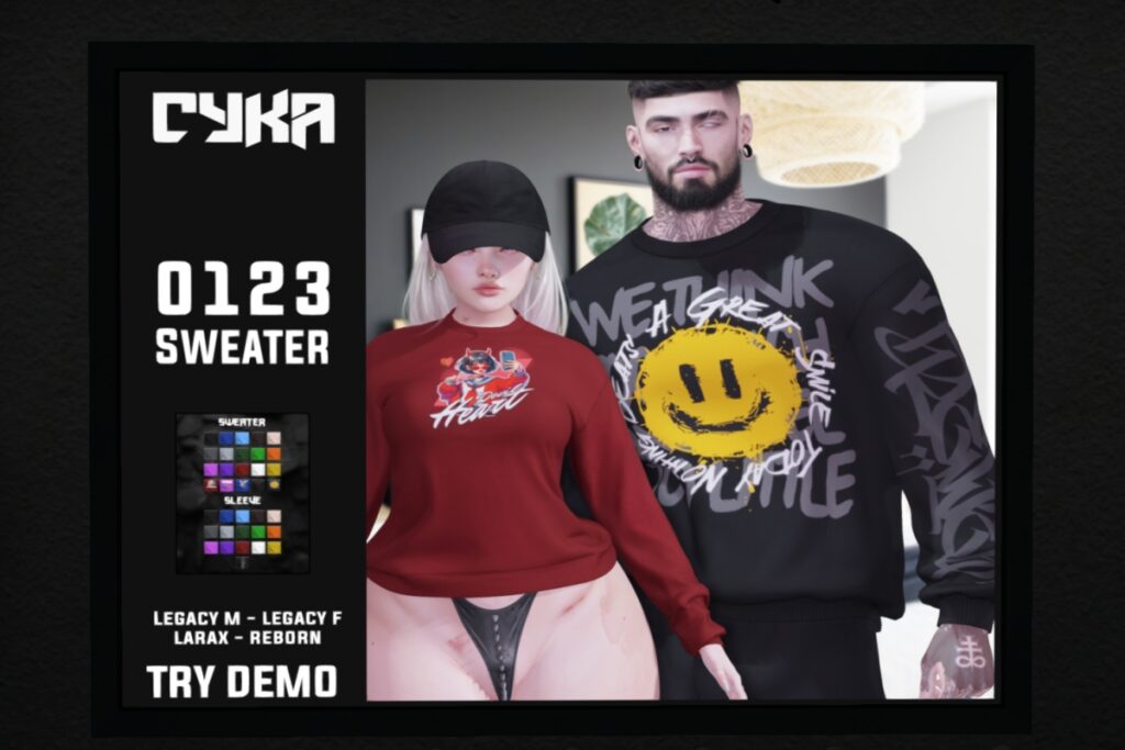 0123 Sweater - Legacy F+M/MaitreyaX/Reborn, L$280 each/L$1499 FP