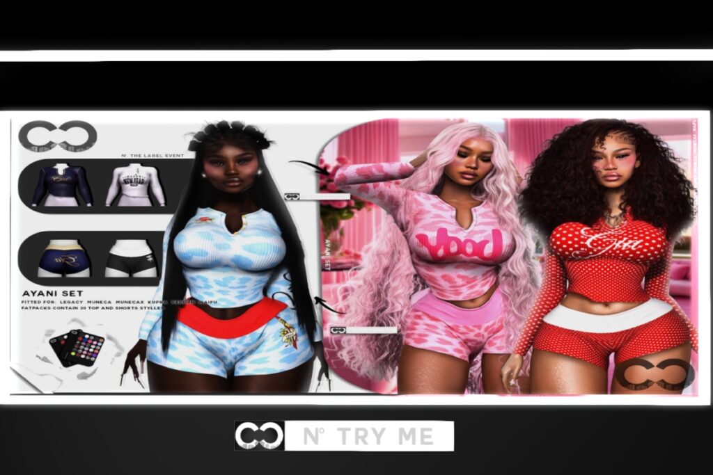 Ayani Top &amp; Shorts - Inithium/Legacy/Reborn/Yentements/+mods, L$284-L$315 each/L$990-L$1099 each FP