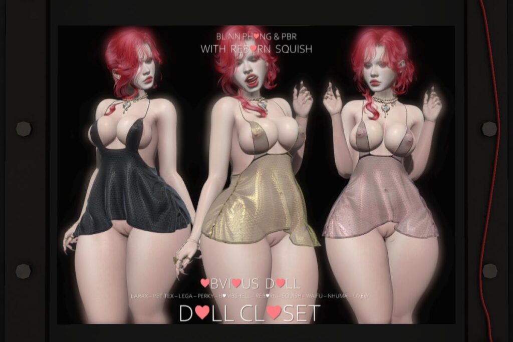 Obvious Doll Dress - Legacy/MaitreyaX/Nhumana/Reborn/+mods, L$699 each/L$1999 FP