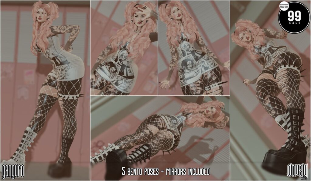 Ganguro Poses	<a href="http://maps.secondlife.com/secondlife/Shinigami/77/162/3" target="_blank">Teleport</a>