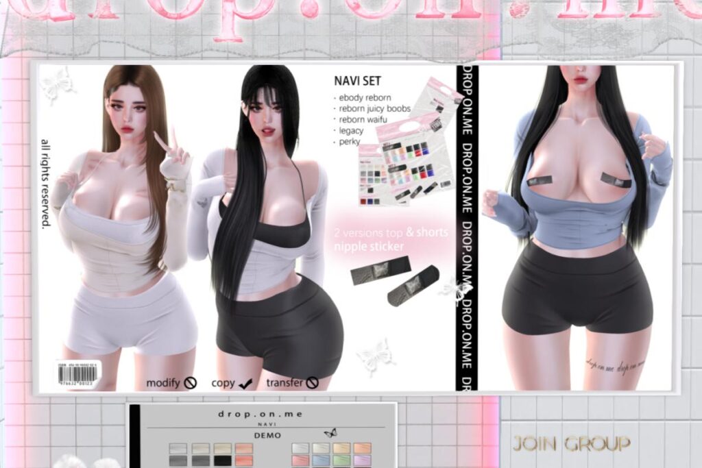 Navi Top &amp; Shorts - Legacy/Reborn/+mods, L$199-L$220 each/L$800-L$1200 each FP