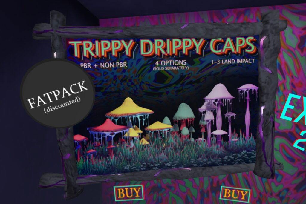 Trippy Drippy Caps, L$129-L$149 each/L$549 FP