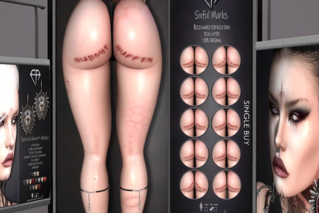 Sinful Marks Tattoo, L$200 each/L$1600 FP