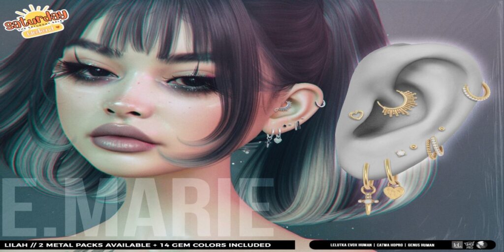 Lilah Earrings - Catwa/EvoX Human/Genus Human	<a href="http://maps.secondlife.com/secondlife/xoxo/86/130/41" target="_blank">Teleport</a>