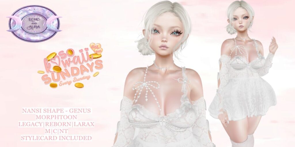 Nansi Shape - Genus MorphToon/Legacy/MaitreyaX/Reborn	<a href="http://maps.secondlife.com/secondlife/Coral%20Cove/161/236/2543" target="_blank">Teleport</a>