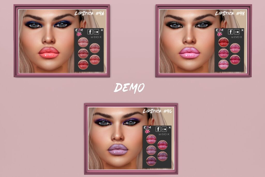 Lipstick #9A - EvoX, L$149 | Lipstick #9B - EvoX, L$149 | Lipstick #9C - EvoX, L$149
