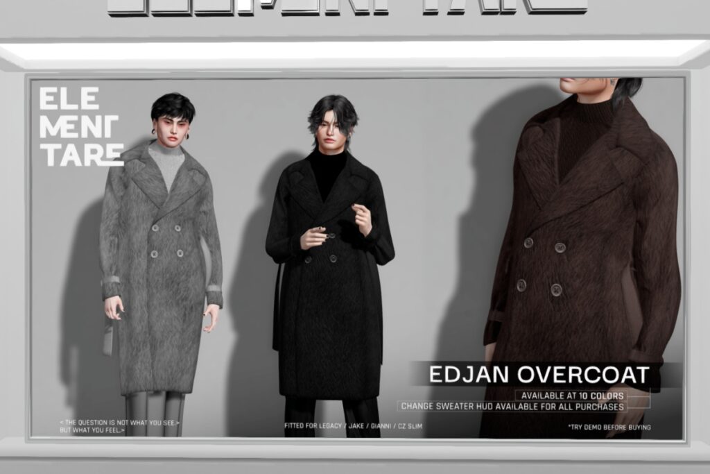 Edjan Overcoat - CZ Slim/Gianni/Jake/Legact, L$80 each/L$400 FP