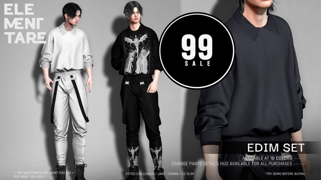 Edim Set - CZ Slim/Gianni/Jake/Legacy	<a href="http://maps.secondlife.com/secondlife/Heartbreak/131/129/166" target="_blank">Teleport</a>