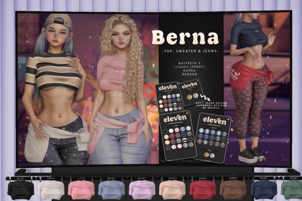 Berna Top, Sweater, &amp; Jeans - Inithium/Legacy/MaitreyaX/Reborn/+mods, L$240 each/L$1299 each FP