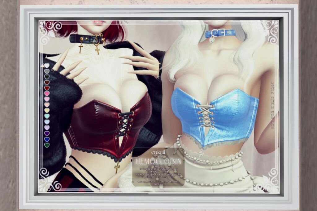 Hemoglobin Crop Top - Reborn/+mods, L$299 each/L$999 FP