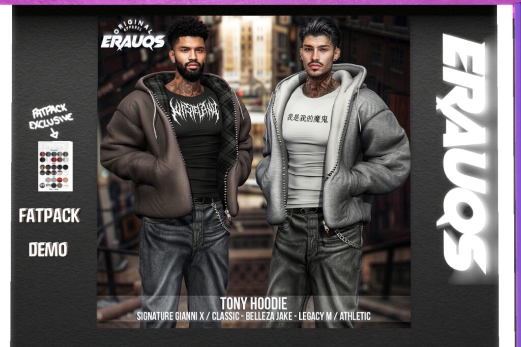 Tony Hoodie - Gianni/Jake/Legacy/+mods, L$275 each/L$885 FP