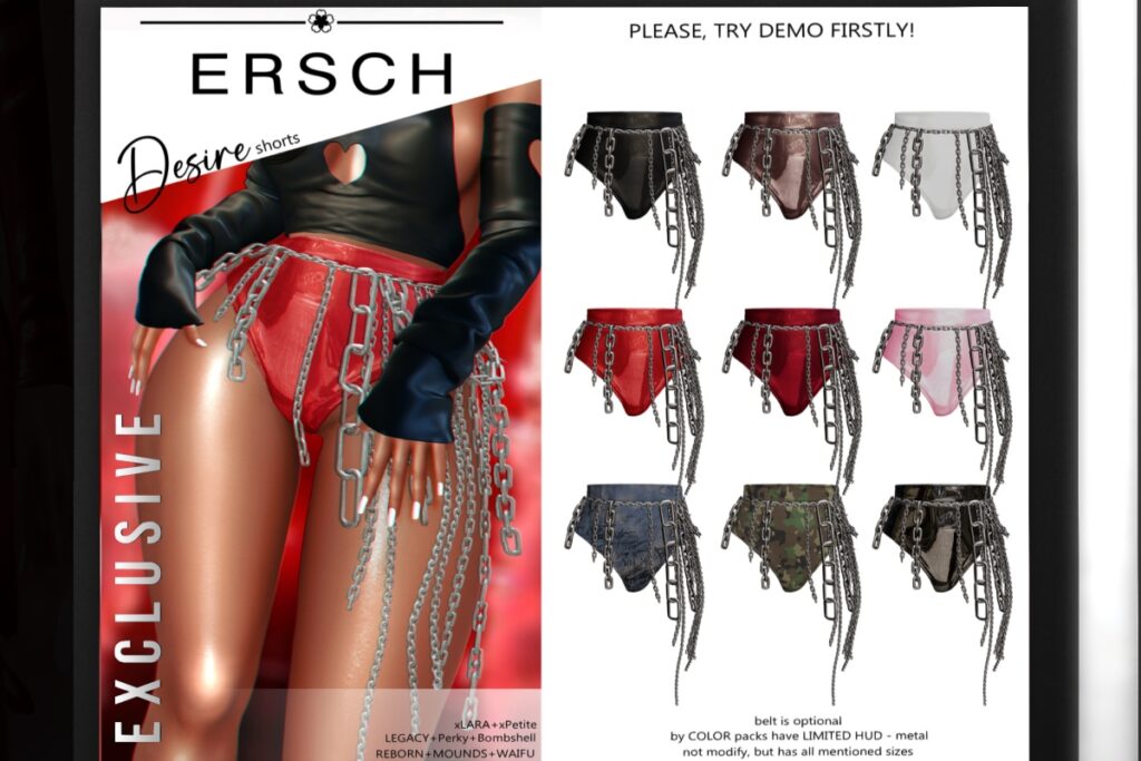 Desire Shorts - Legacy/MaitreyaX/Reborn/+mods, L$199 each/L$999 FP