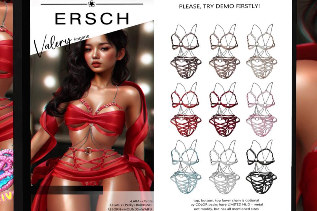 Valery Lingerie - Legacy/MaitreyaX/Reborn/+mods, L$249 each/L$999 FP