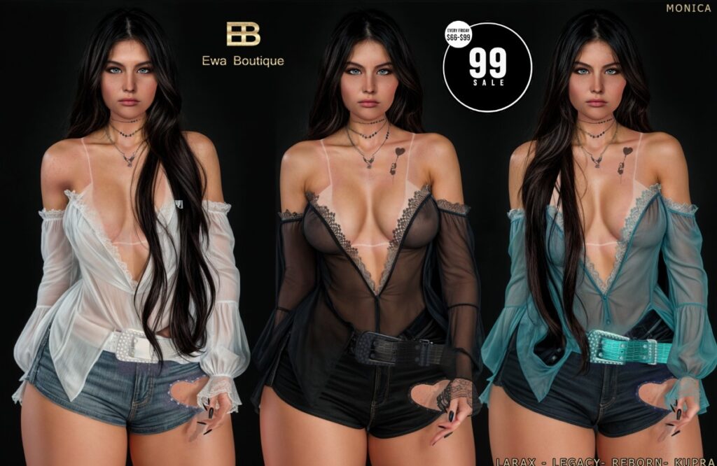 Monica Outfit - Inithium/Legacy/MaitreyaX/Reborn	<a href="http://maps.secondlife.com/secondlife/Woodland%20Realm/132/160/23" target="_blank">Teleport</a>