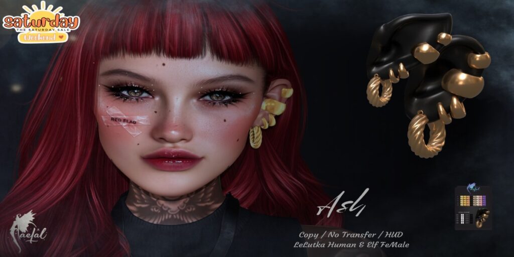 Ash Earrings Female - EvoX Ears Elf+Human	<a href="http://maps.secondlife.com/secondlife/Cult%20Coven/69/145/21" target="_blank">Teleport</a>
