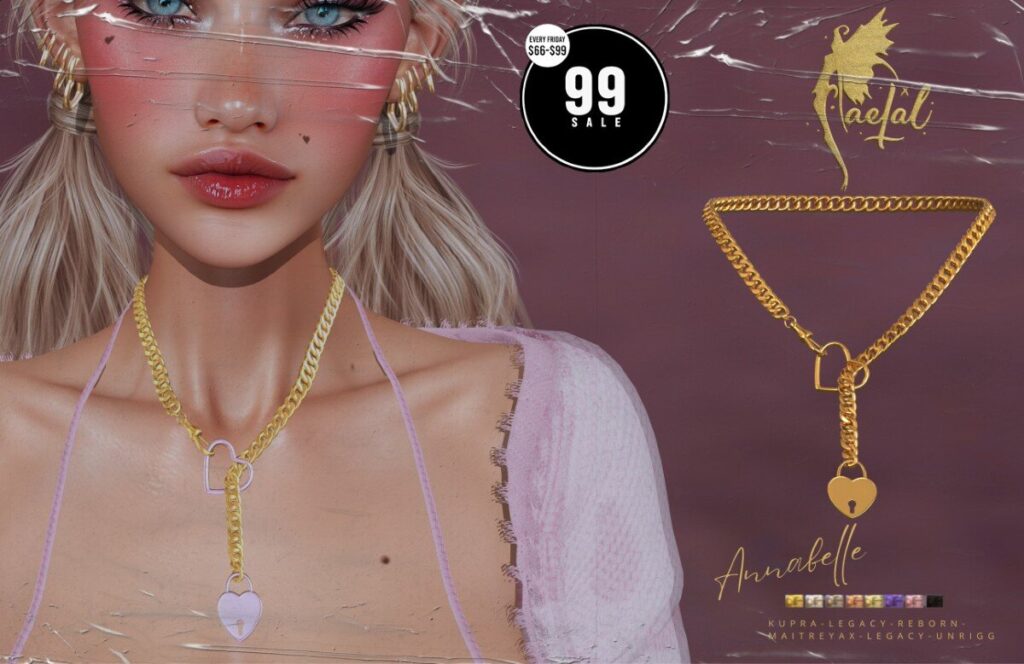 Annabelle Necklace - Inithium/Legacy/Maitreya/Reborn/Unrigged	<a href="http://maps.secondlife.com/secondlife/Cult%20Coven/69/145/21" target="_blank">Teleport</a>