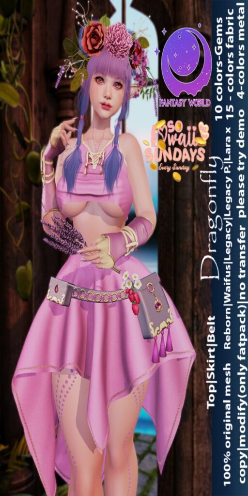 Dragonfly Outfit - Legacy/MaitreyaX/Reborn/+mods	<a href="http://maps.secondlife.com/secondlife/Untamed%20Islands/223/213/30" target="_blank">Teleport</a>
