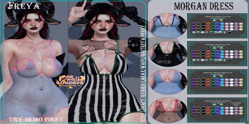 Morgan Dress - Legacy/Maitreya/Reborn/+mods	<a href="http://maps.secondlife.com/secondlife/Daisy/26/29/1167" target="_blank">Teleport</a>