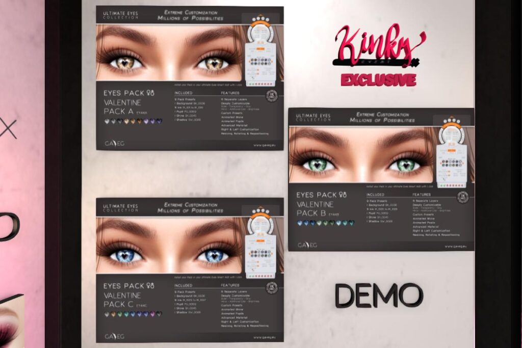 Ultimate Eyes Valentine A, B and C Packs - Mesh, L$340 each