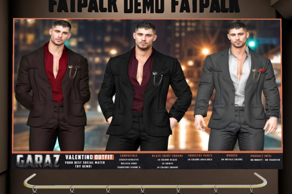 Valentino Outfit - Jake/GianniX/Legacy, L$240-L$260 each/L$1400-L$1600 each FP/L$2650 MP