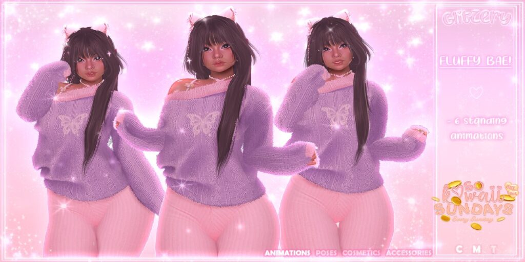 Fluffy Bae Animations	<a href="http://maps.secondlife.com/secondlife/Zodiac/207/43/601" target="_blank">Teleport</a>