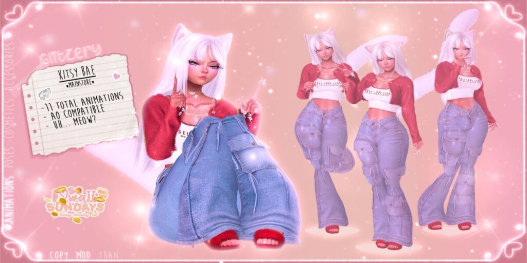 Kitsy Bae Animations	<a href="http://maps.secondlife.com/secondlife/Zodiac/208/45/601" target="_blank">Teleport</a>