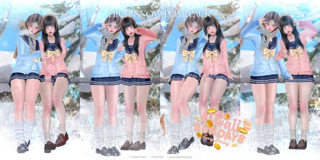 First Snow Friends Poses	<a href="http://maps.secondlife.com/secondlife/Dear/19/131/753" target="_blank">Teleport</a>