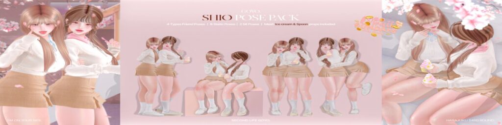 Shio Group Poses	<a href="http://maps.secondlife.com/secondlife/Dear/19/131/753" target="_blank">Teleport</a>