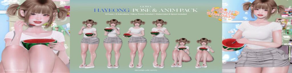 Hayeong Poses &amp; Animations w/Props	<a href="http://maps.secondlife.com/secondlife/Dear/19/131/753" target="_blank">Teleport</a>
