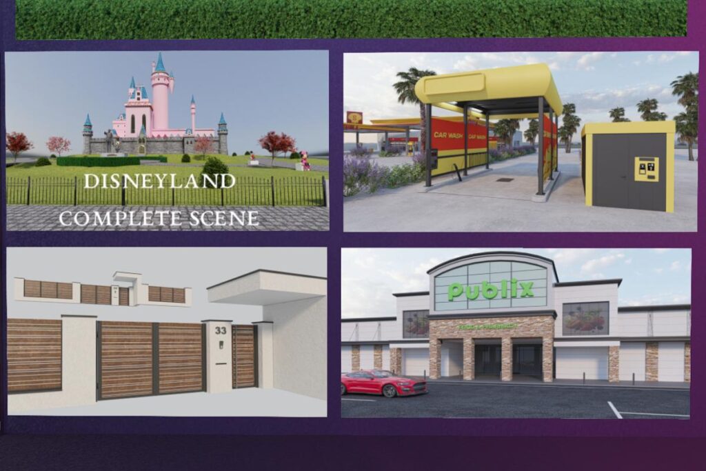Disney Land Complete, L$95 | Small Money Change House, L$95 | Modern Modular Gate, L$95 | Publix Store, L$300