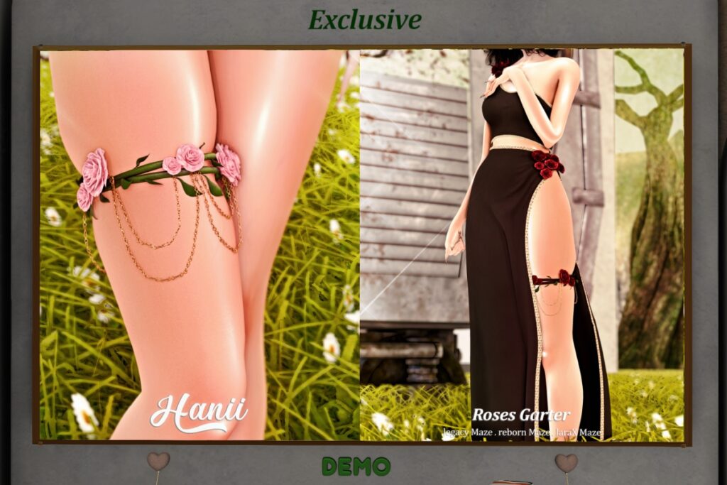 Roses Garter for Maze Soft Thighs - Legacy/MaitreyaX/Reborn/+mods, L$299 each/L$999 FP
