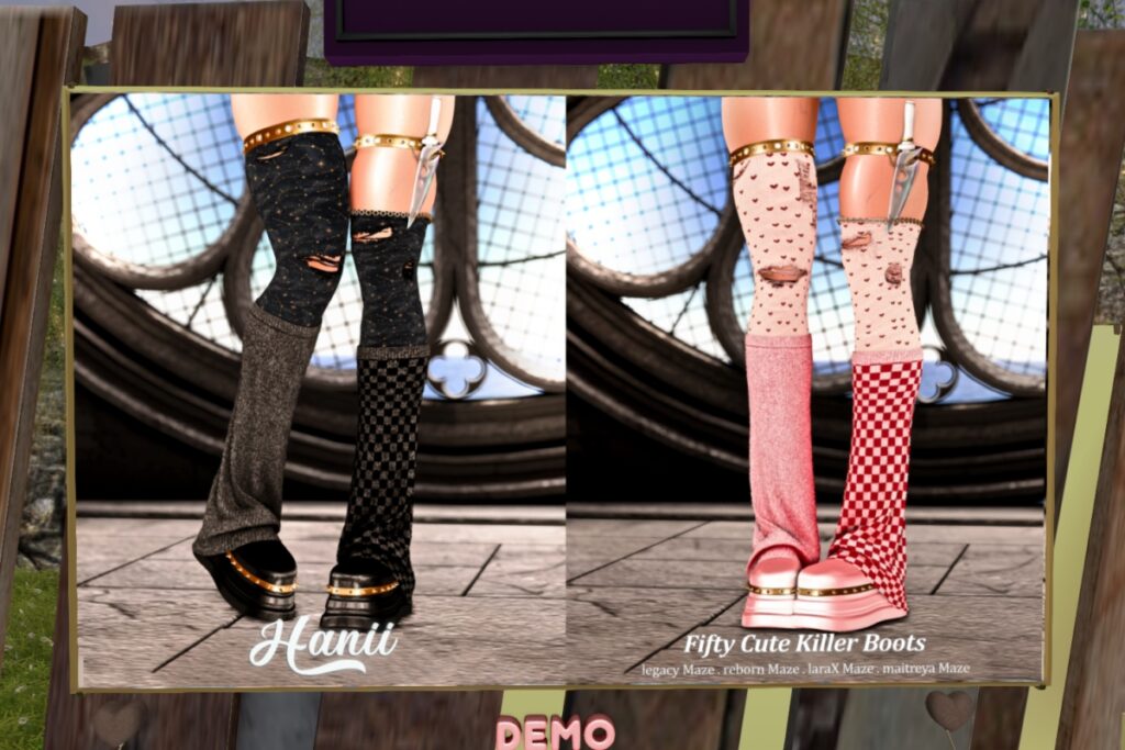Fifty Cute Killer Boots - Legacy/Maitreya/Reborn/+mods	<a href="http://maps.secondlife.com/secondlife/Sapphos%20Garden/80/123/21" target="_blank">Teleport</a>
