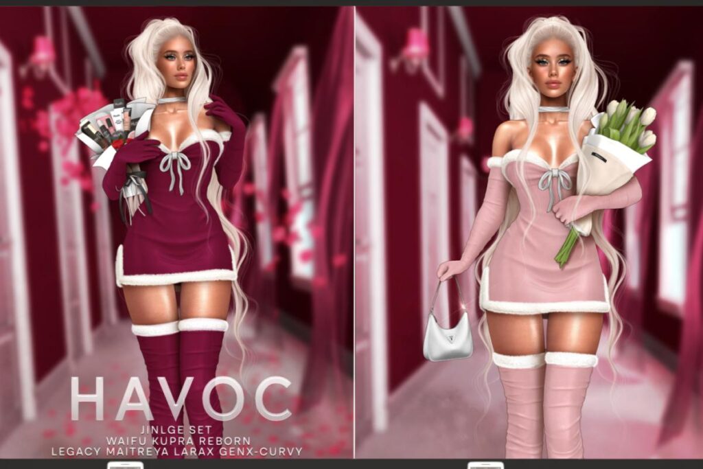 Jingle Dress, Boots, &amp; Gloves - GenX/Inithium/Legacy/Maitreya/Reborn/+mods, L$149-L$299 each/L$799-L$1499 each FP