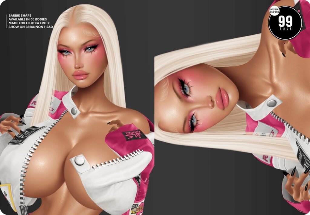 Barbie Shape - EvoX Briannon	<a href="https://maps.secondlife.com/secondlife/Hollywood%20Land/155/70/1442" target="_blank">Teleport</a>
