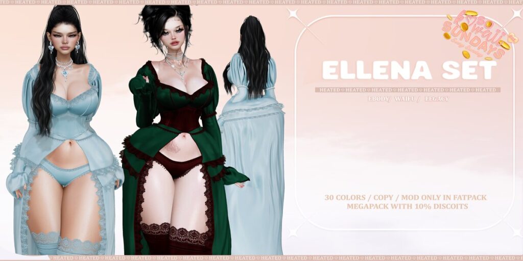 Ellena Set - Legacy/Reborn/+mods	<a href="http://maps.secondlife.com/secondlife/Winterfell%20North/145/92/27" target="_blank">Teleport</a>