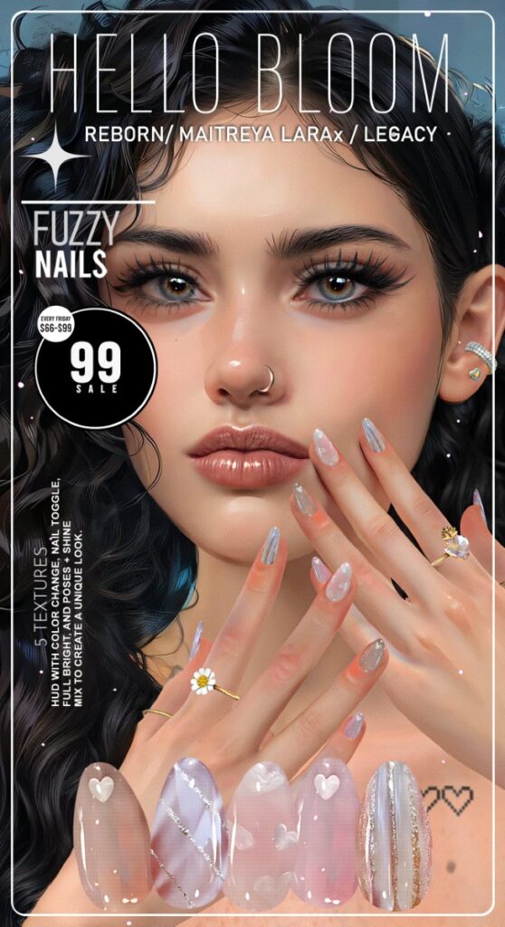 Fuzzy Nails - Legacy/MaitreyaX/Reborn	<a href="http://maps.secondlife.com/secondlife/Ruined%20Mine/169/140/2991" target="_blank">Teleport</a>